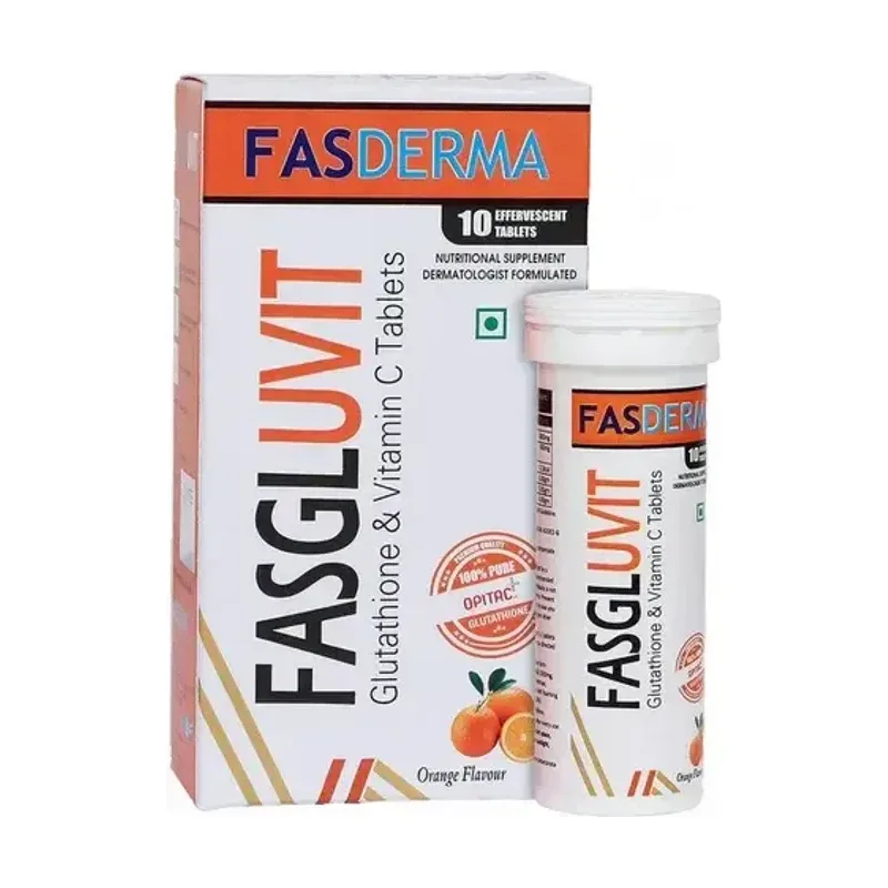 Fasderma Fasgluvit Glutathione & Vitamin C Effervescent Tablet - Orange Flavour